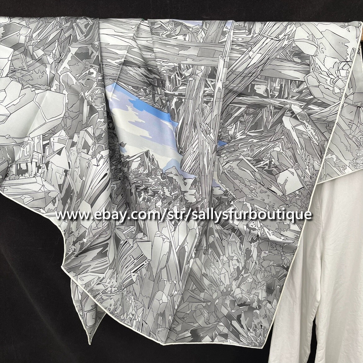 Crystal Print 18 Momme Twill Silk Wrap Scarf Stole Double Face Shawl 35″ / 90cm