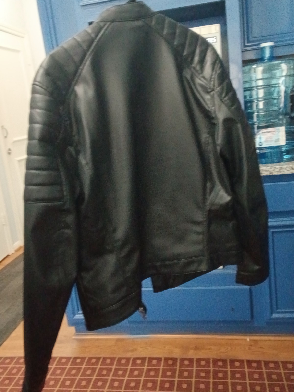 H&M Men’s Black Biker Jacket Full Zip Band Collar Size L Regular Fit