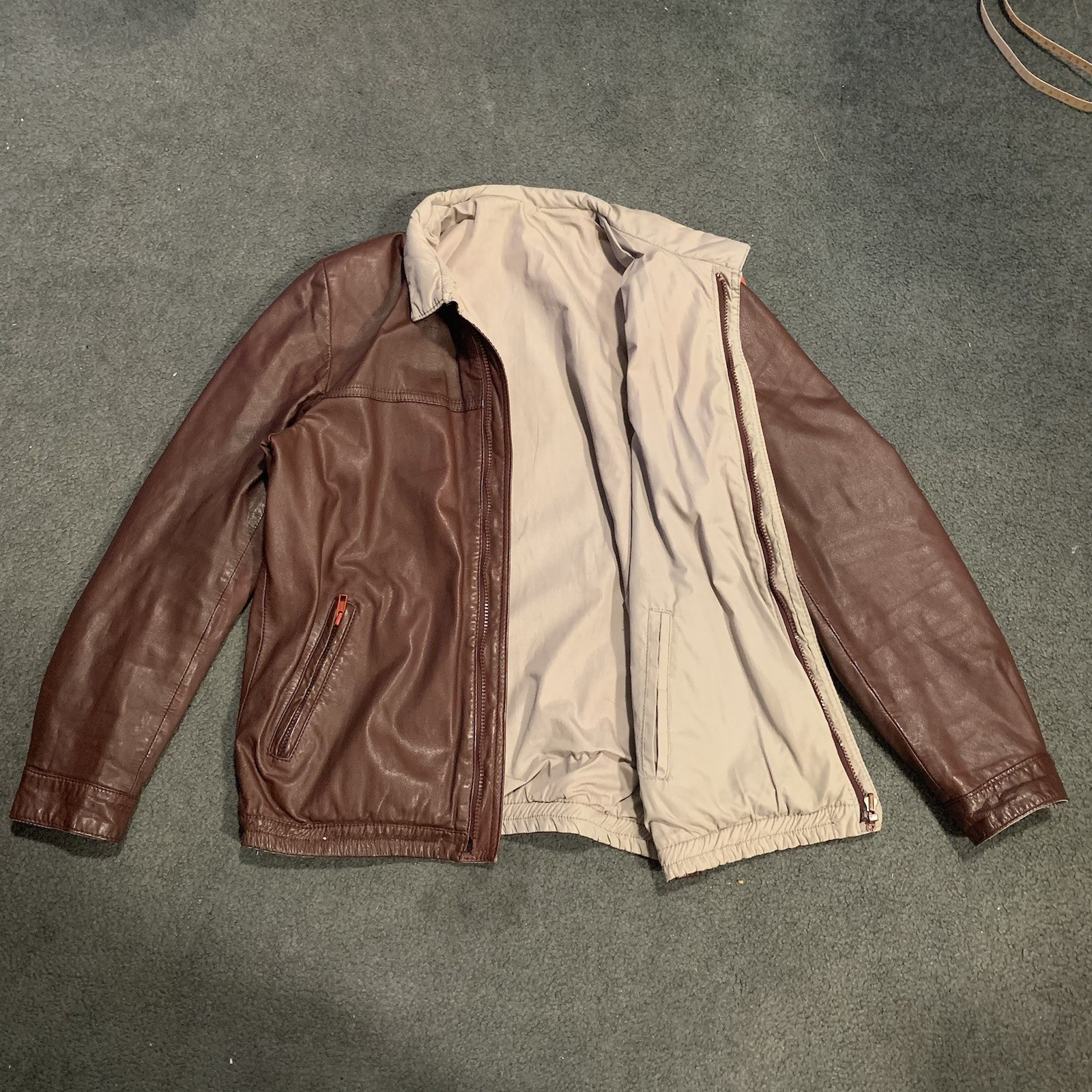 VITAGE 80s-90s REVERSIBLE COW NAPPA LEATHER MOTORCYCLE JACKET SIZE 46 FIT MEDI