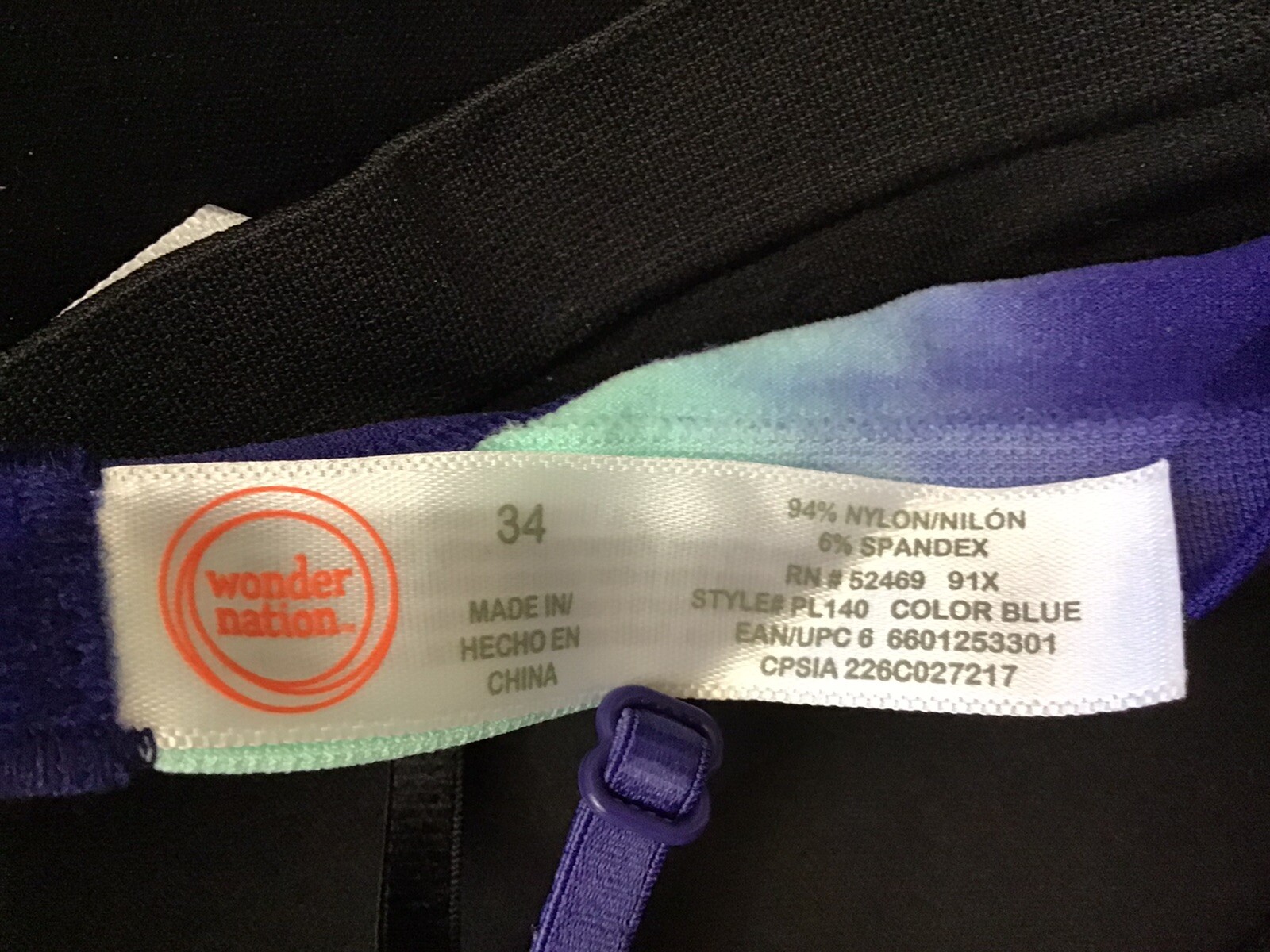 NWT Wonder Nation PL140 2 Pack No Wire Size 34 T-shirt Bras, Convertible (A6)