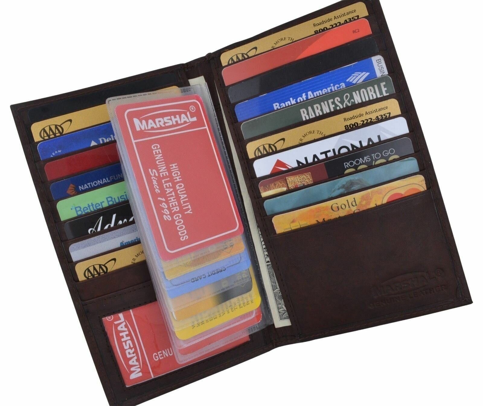 Genuine Leather Credit Card Holder Wallet 19 Card Slots + 1 ID Window