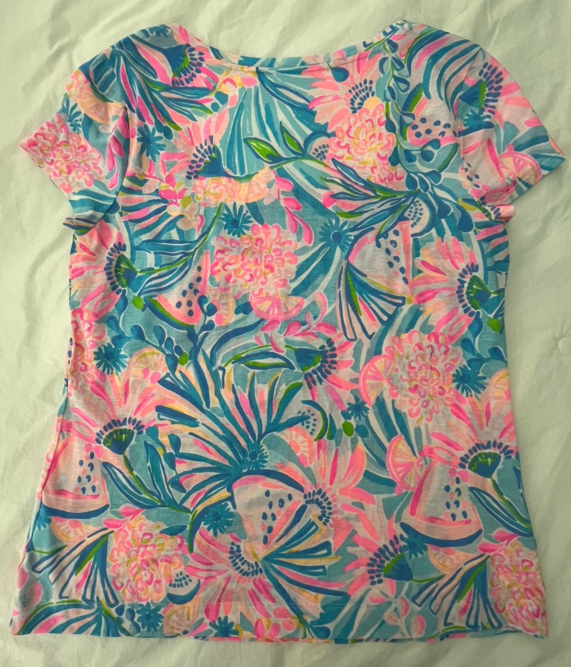 Lilly Pulitzer Tropical Punch Rexa Square Neck Top Tee Size M