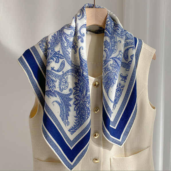 70% Cashmere 30% Silk S14wl Neckerchief 65X65cm grass Print Scarf Bandana wrap