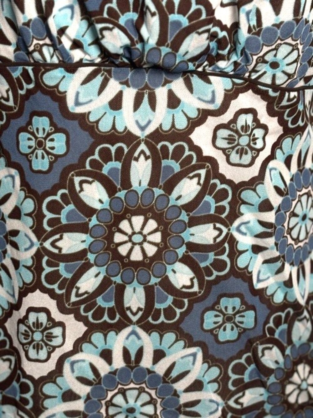 Ann Taylor Blue Medallion Print Cap Sleeve Blouse Lightweight Top Size XLarge