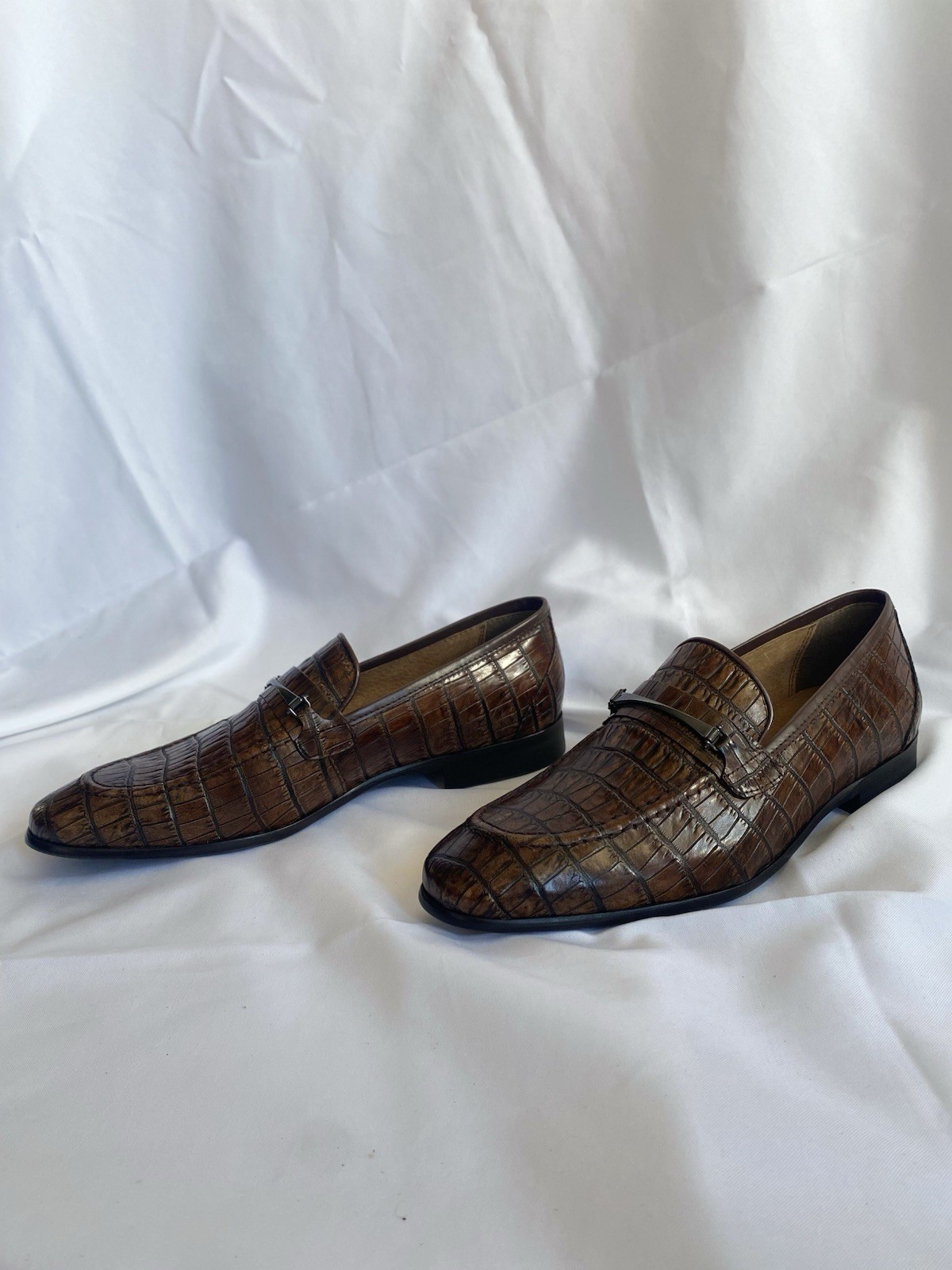 Stacy Adams Ferdinand Mens 11 M Cognac Brown Croc Leather Slip On 25455 NIB