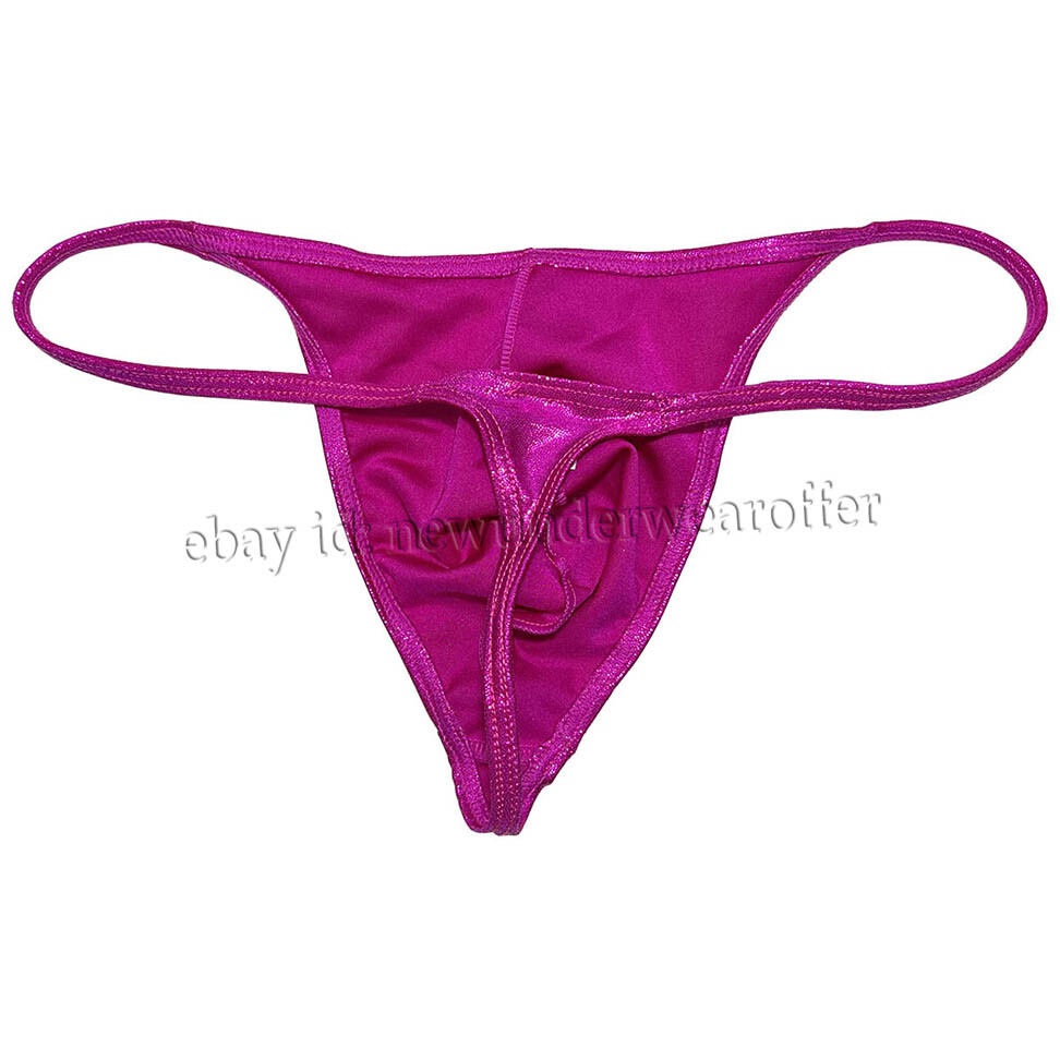 Men Shiny Bikini Thong Underwear Low-rise G-string Bulge Pouch T-back Jockstrap