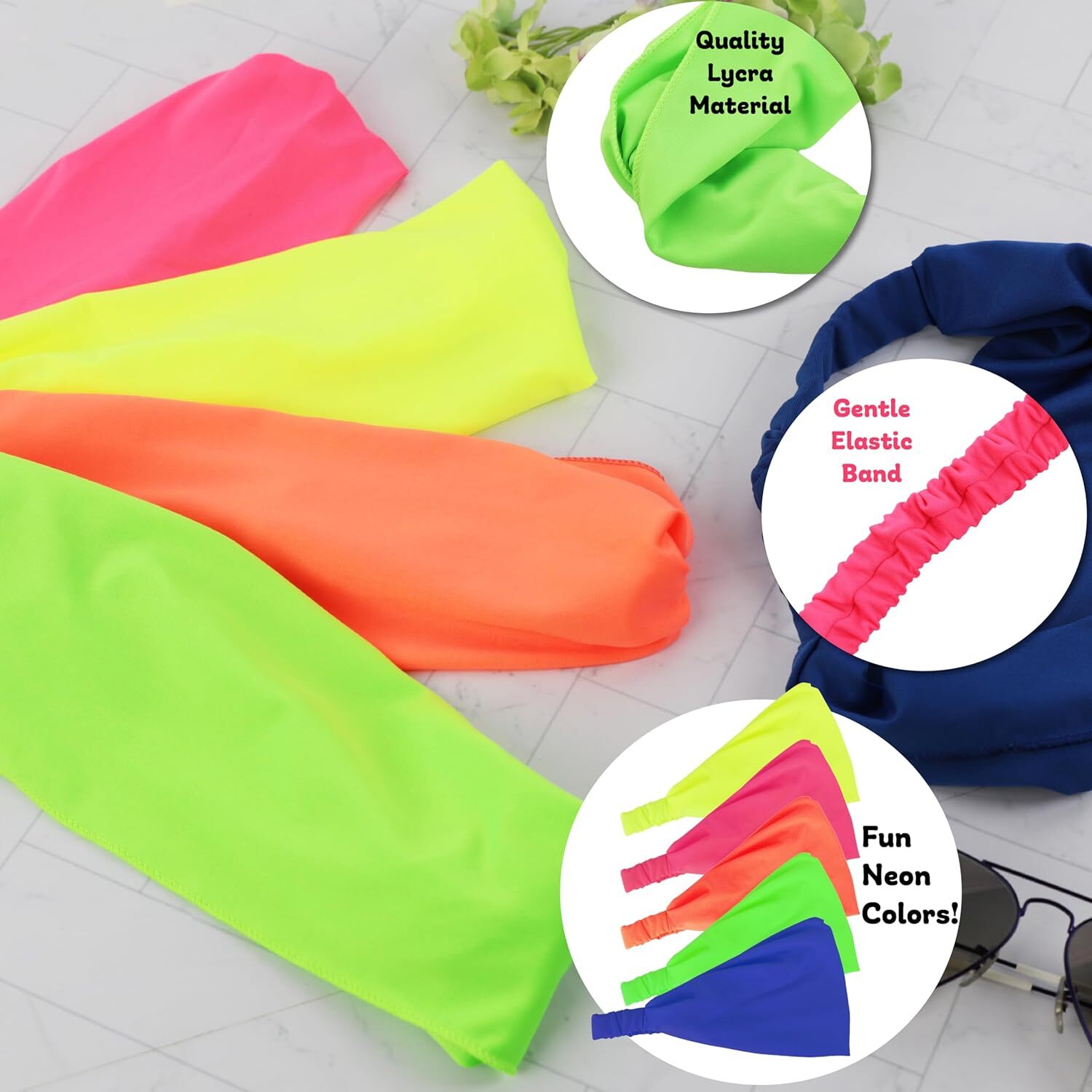 Motique Accessories Wide Neon Headwrap Fabric for Fashion and Exercise