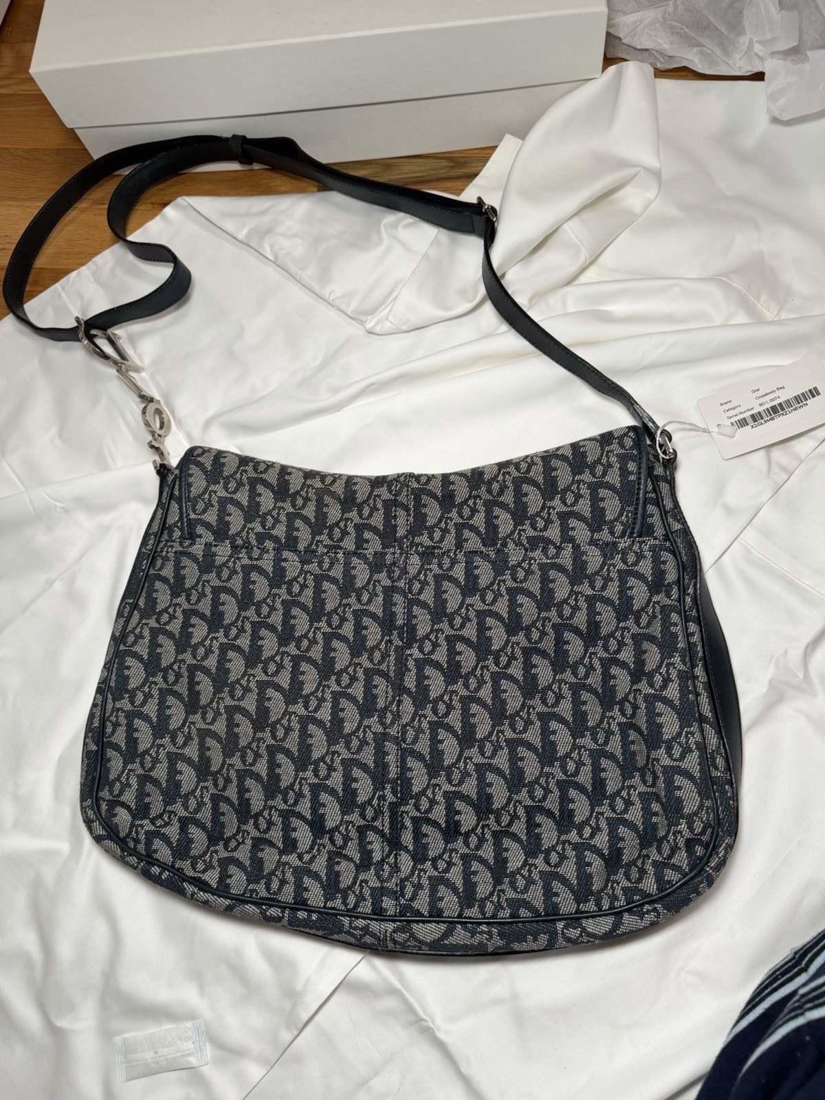 Christian Dior Diorissimo Blue Monogram Flap Messenger Crossbody Shoulder Bag