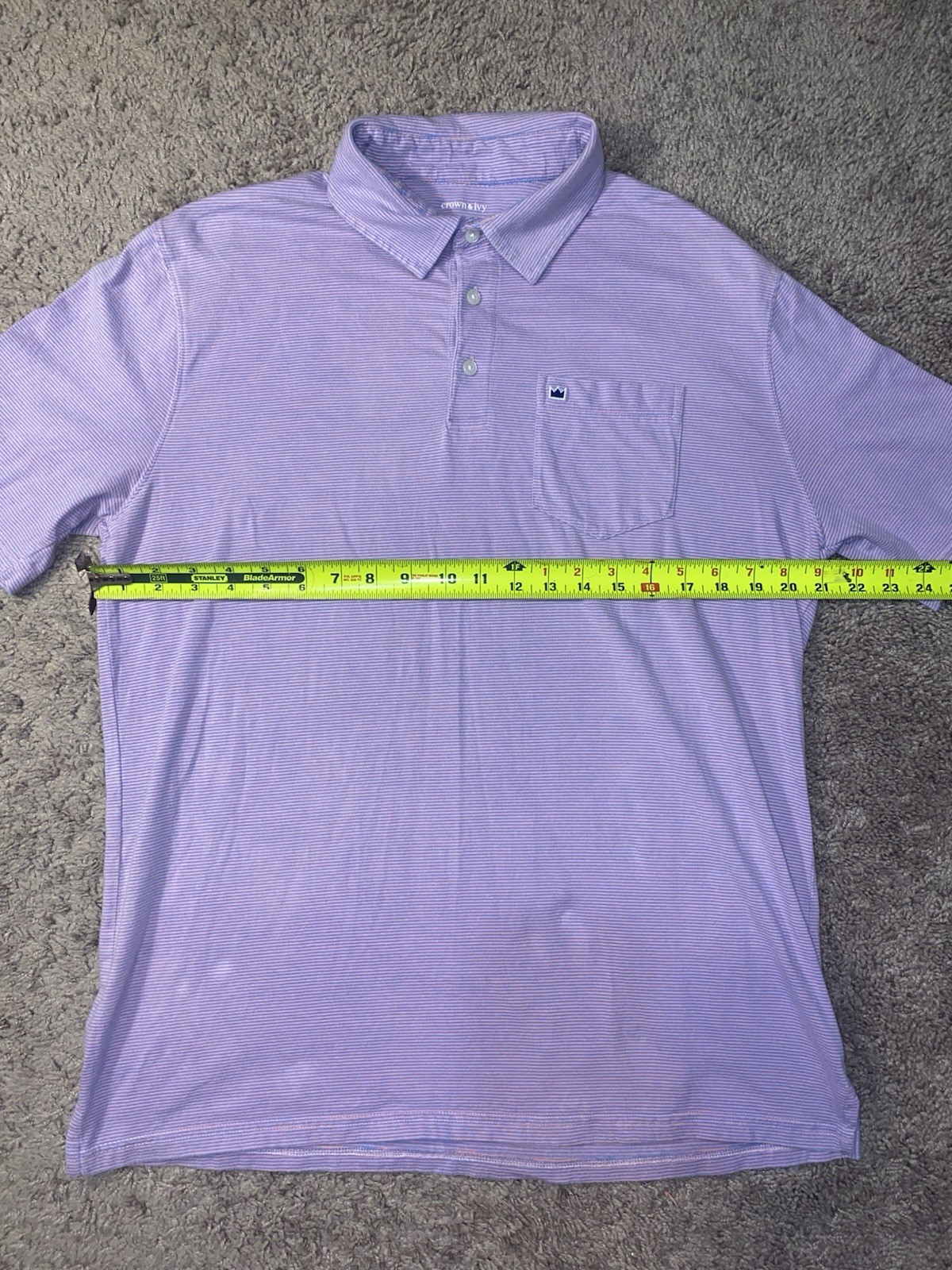 Crown Ivy Striped Beach Polo Size Medium Golf Tennis Summer Shirt Crown Logo
