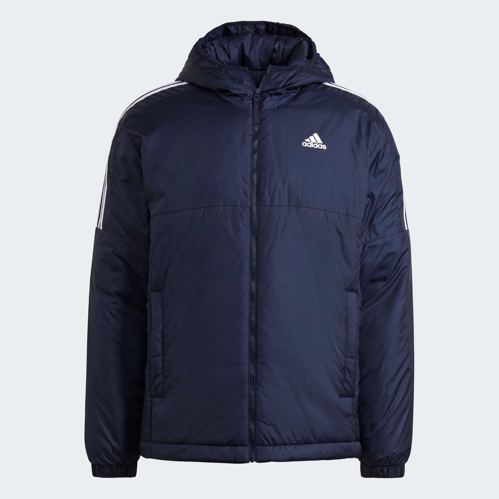 Adidas Essentials Mens size L Navy Insulated Hooded Puffer Outdoor Jacket GT9165