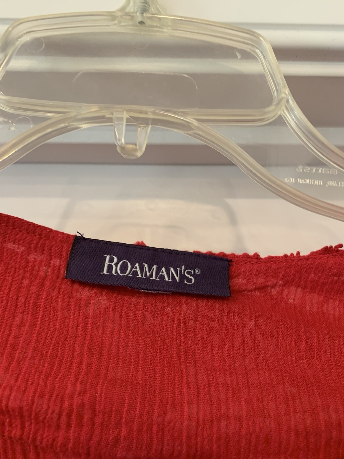 Roman’s Long Blouse Red Gauzy And Crochet Lace 20W NWOT/ Cotton