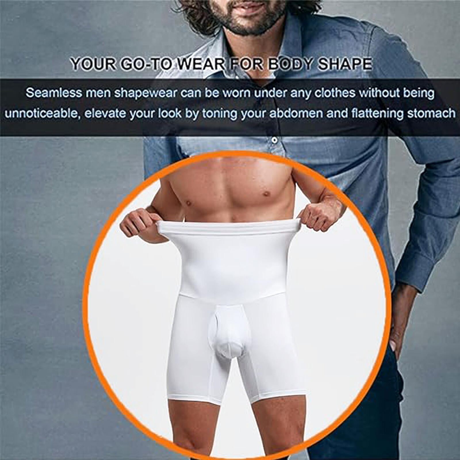 Mens Body Shaper Posture-Improving Tummy Control Compression Boxers Underwear
