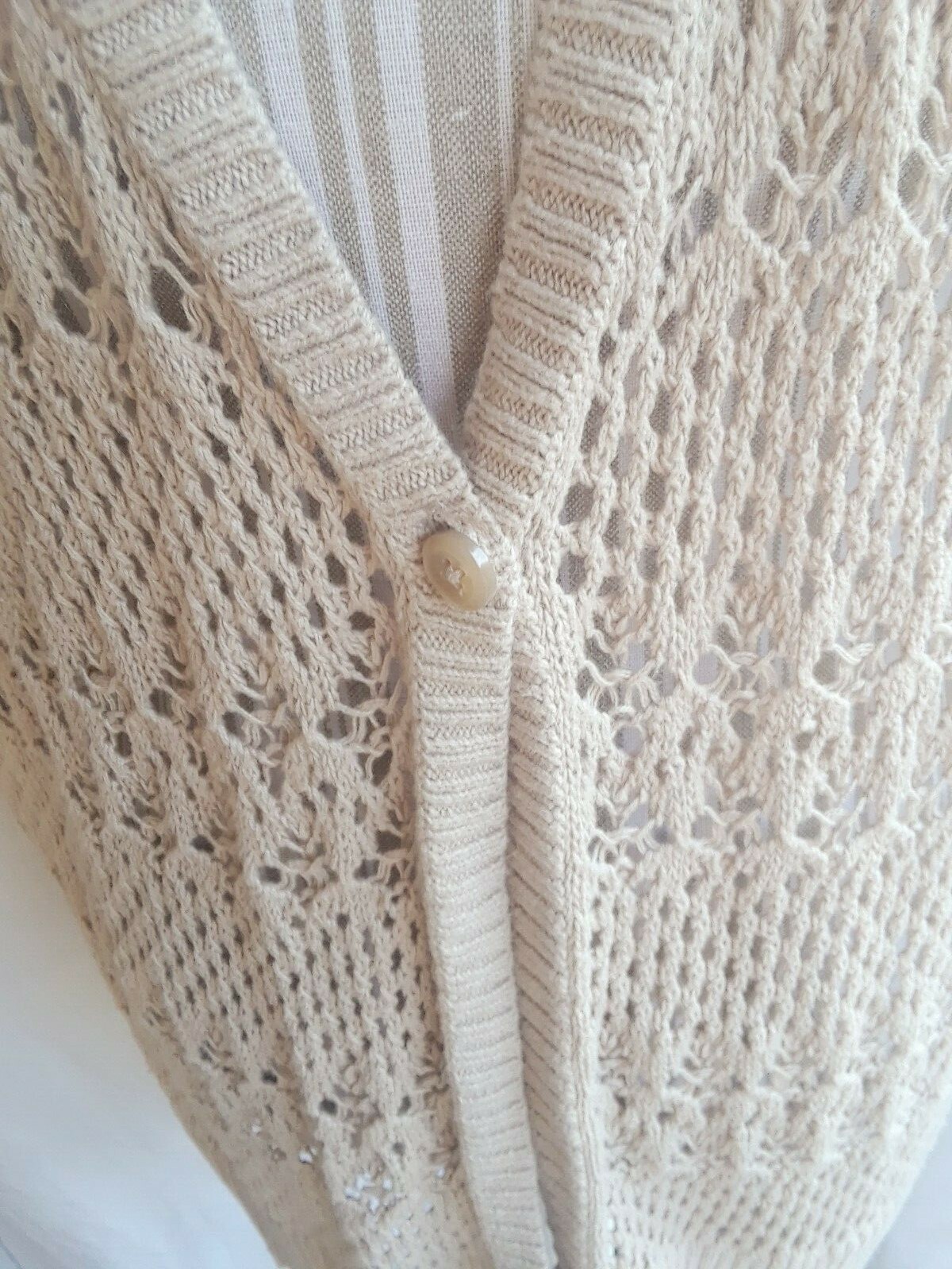 St John’s Bay Women 1XL short sleeve beige beautiful knit tunic TA1-7