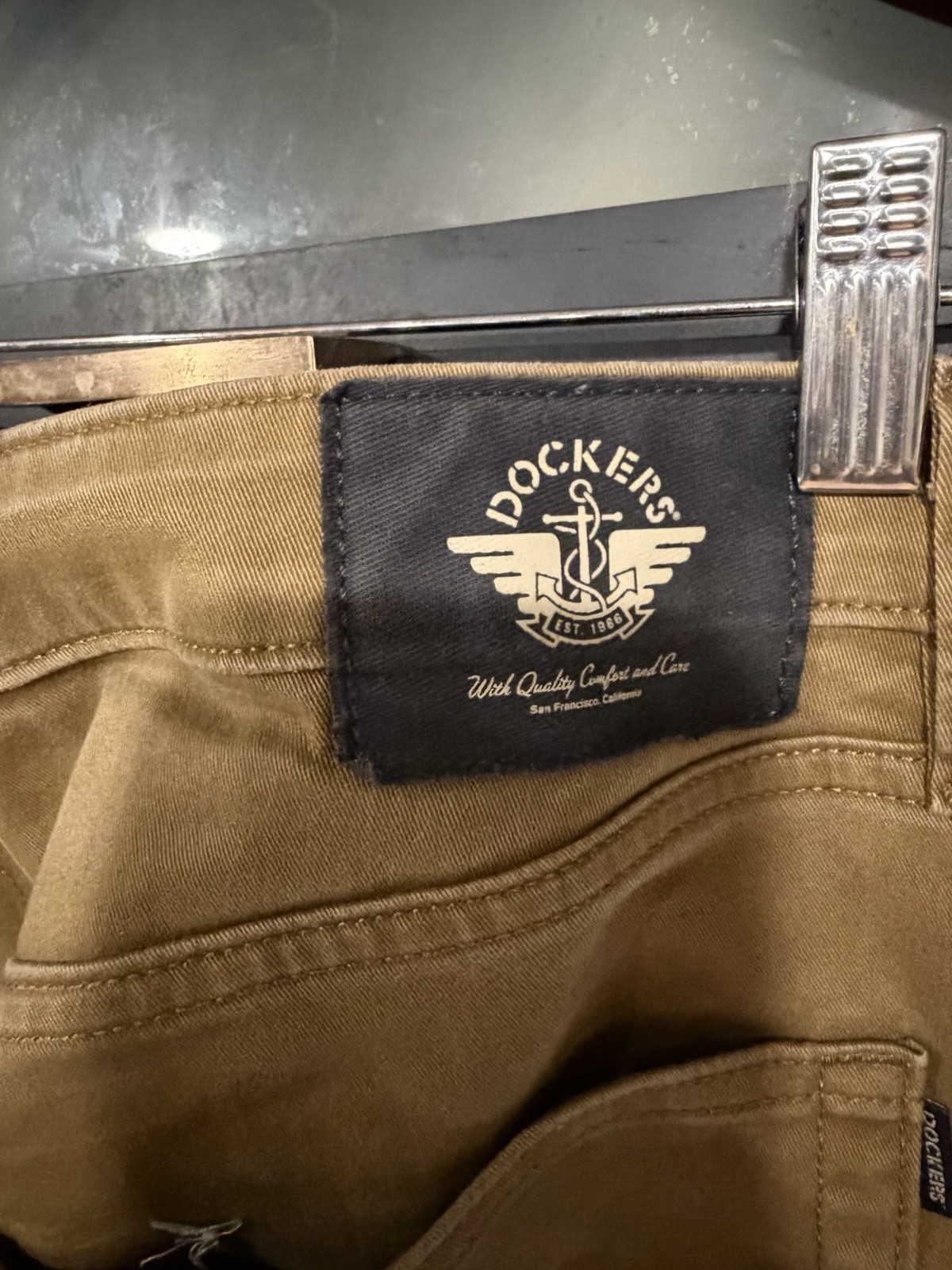 Dockers Men’s Brown Cotton Twill Casual Pants Straight Fit Flat Front 34W 5P