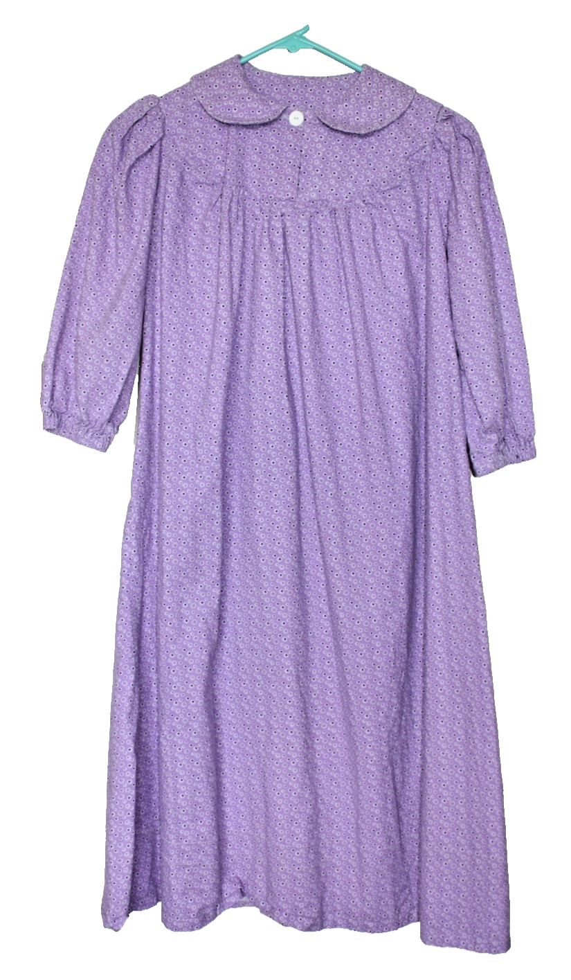 Handmade Vtg 70s Muumuu Dress Purple Cotton Floral Peter Pan Collar Lavendar XS