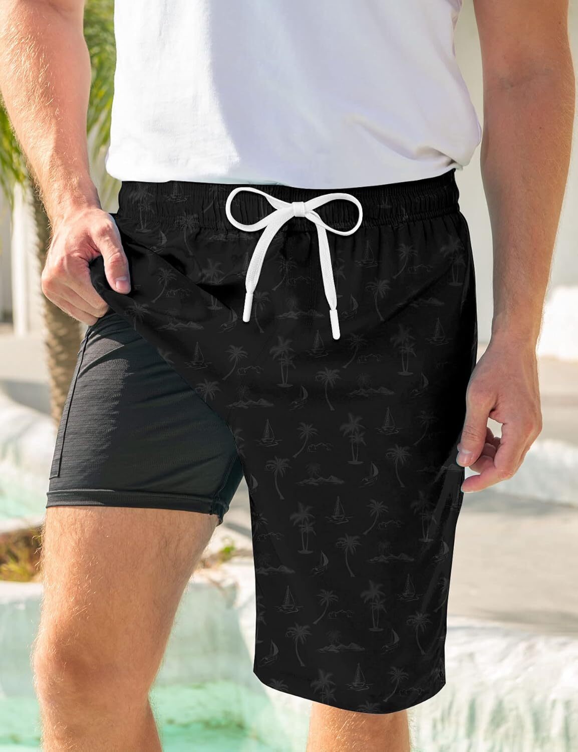 Mens Swim Trunks Quick Dry Compression Liner Pockets 9” Inseam M-3XL UPF 50+