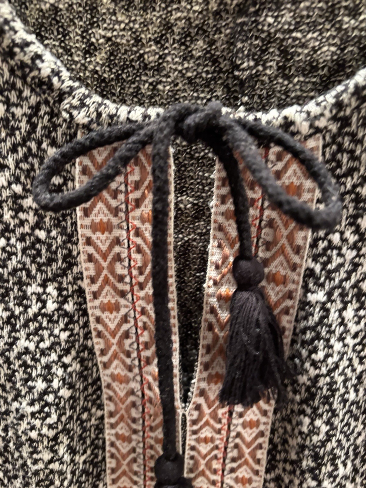 Anthropologie Anama’ Oversized Boho Top Tie Neck Size S Polyester & Spandex