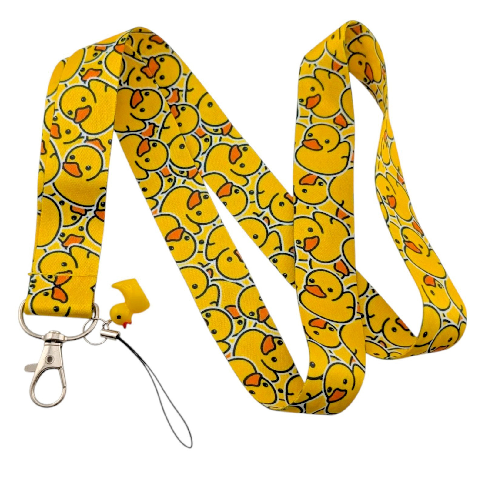 YELLOW RUBBER DUCKIE LANYARD duck toy plastic charm neck strap key ring Y2