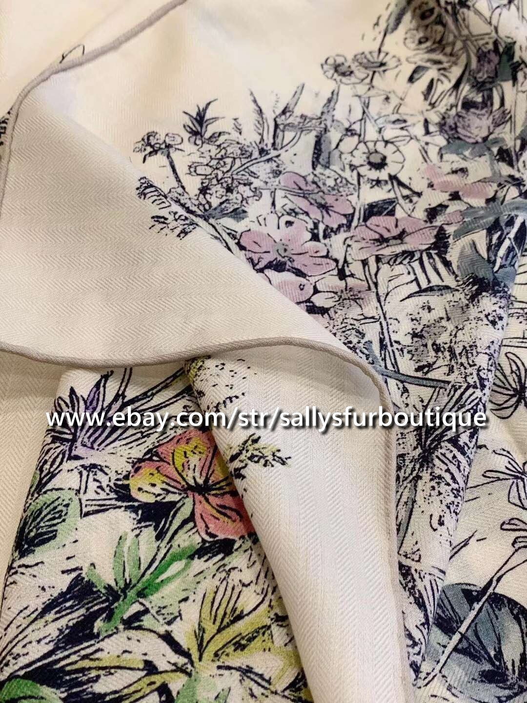 Sallys 75% Cashmere 25% silk Wrap Scarf Dragonfly Print Double Face Shawl 53″