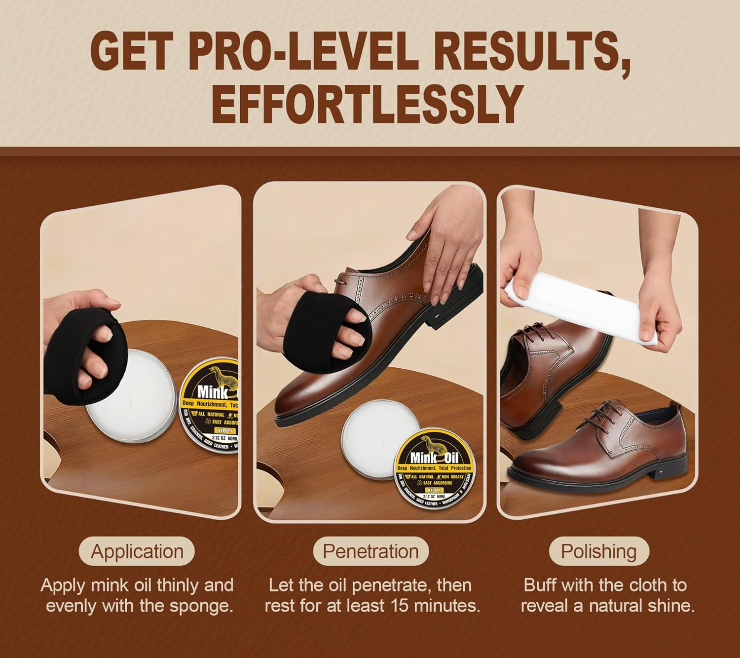 Leather Boot Care Kit 6 in 1 Mink Oil Saddle Soap Shoe Cleaner Conditioner