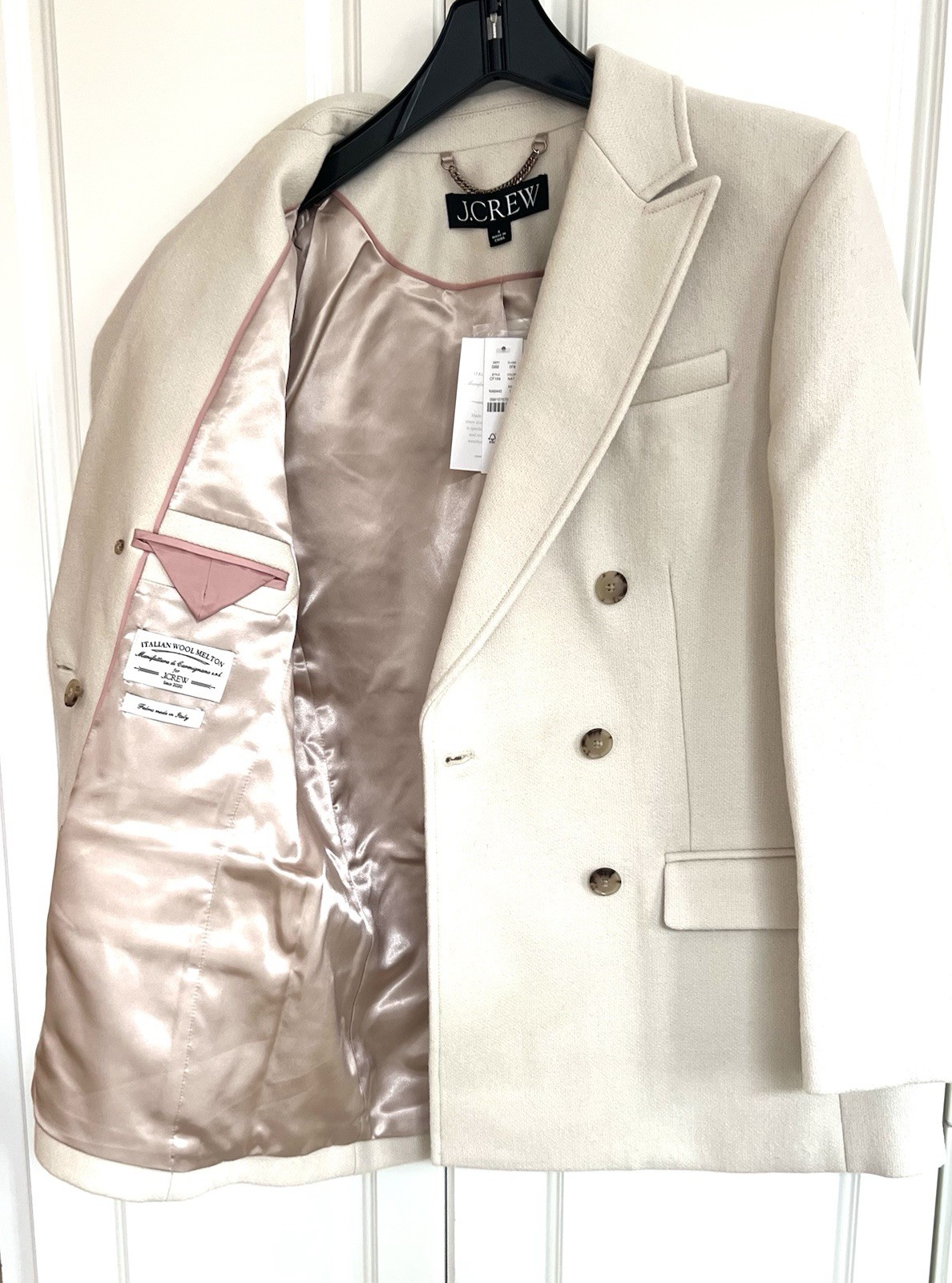 J Crew size 8 natural wool blend double breasted woman’s peacoat CF104