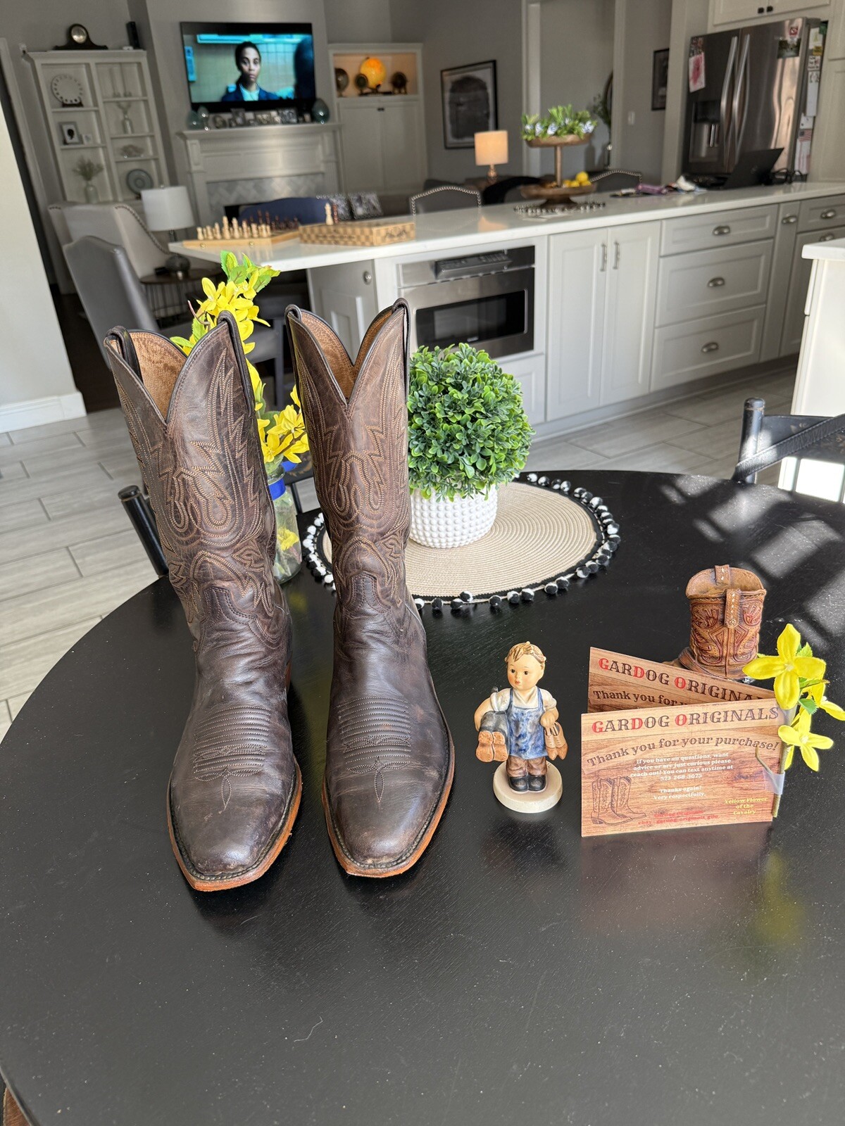 Lucchese Cowboy Boots 9EE Oil Tan Dk Brn ✅r👢1st