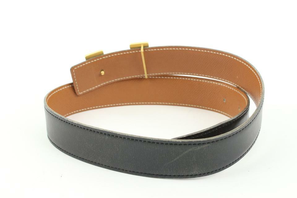 Hermès Black x Brown 18mm H Logo Belt Kit Gold 121h61