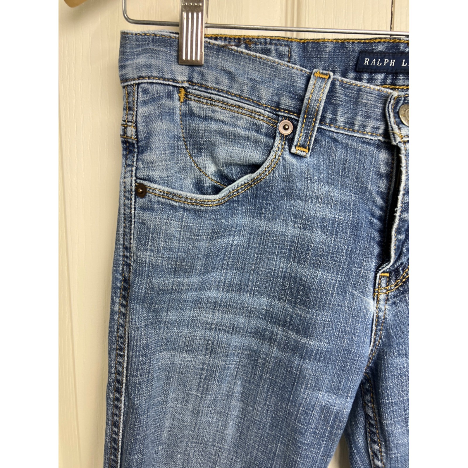 Ralph Lauren Women’s Bootcut Jeans Size 28 Blue Stretch Denim Embroidered A48