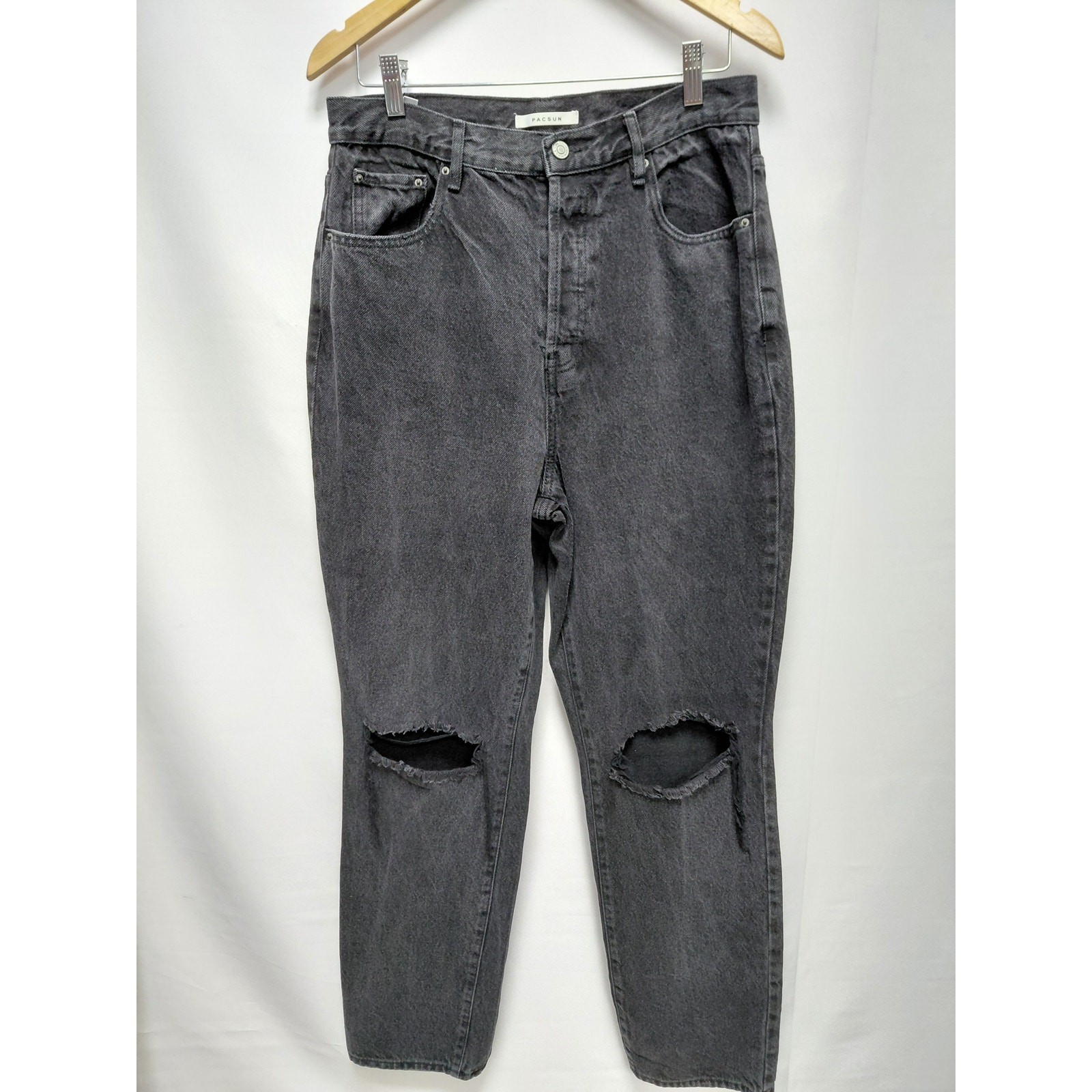 PacSun Distressed Black Jeans Mid (10-12 in) Regular Denim Womens