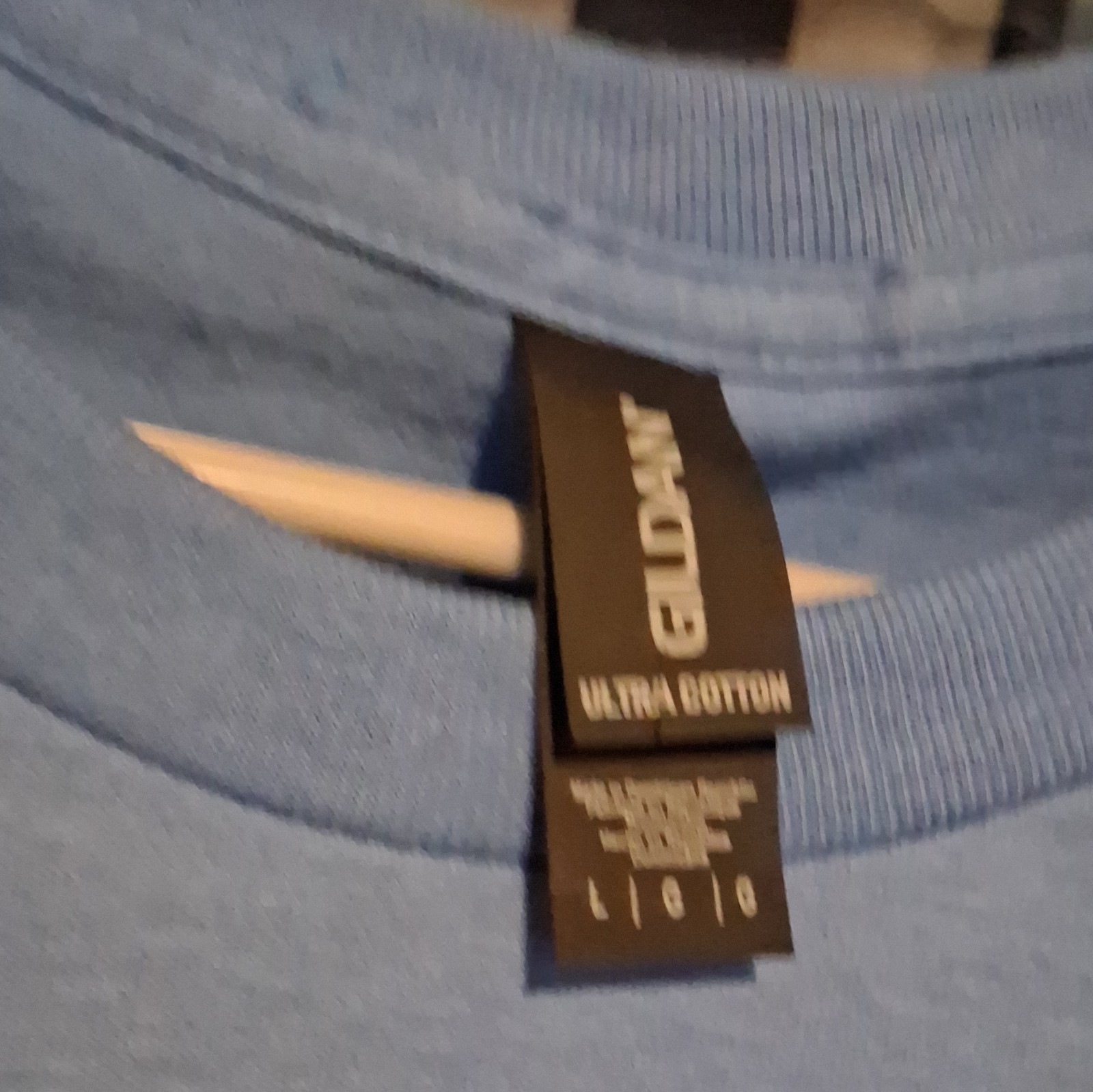 Gildan Ultra Cotton Men’s L Blue Crew Neck Short Sleeve “Just Here To Bang” Tee
