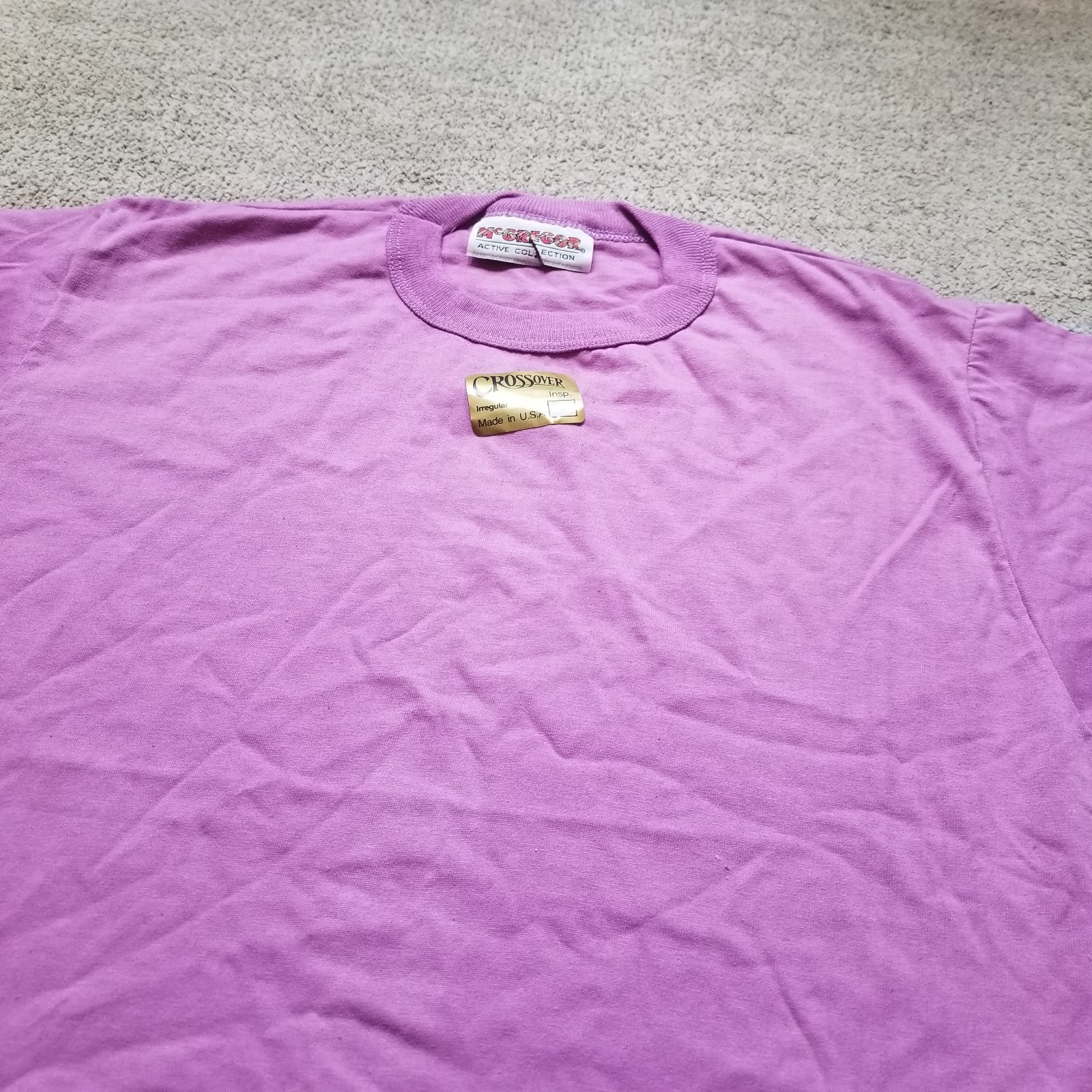 Vintage McGregor Blank Cropped Shirt Mens M Purple Gym Single Stitch 80s 90s