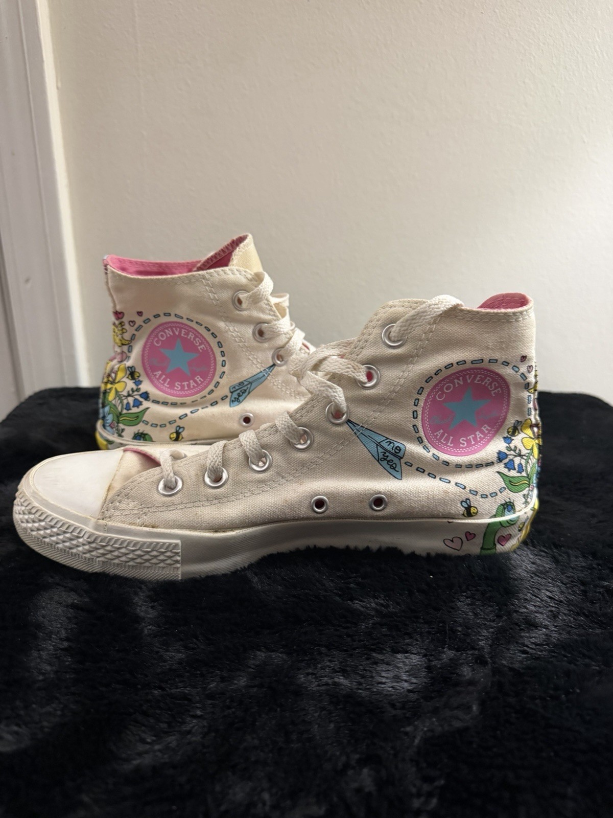 Converse Notebook Print Doodle Graffiti White Chuck Taylor All Star Hi Top W8/M6
