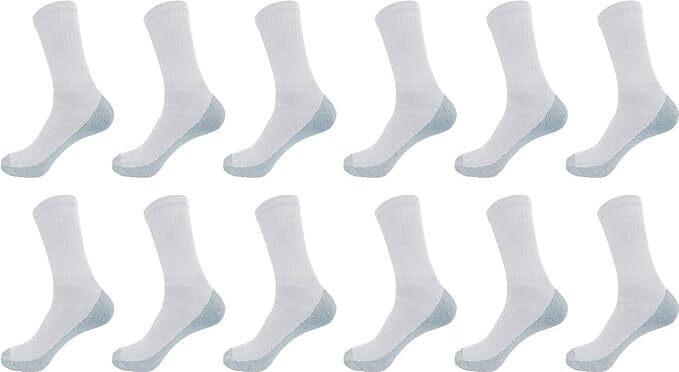 12 Pairs Men’s Cotton Crew Socks Everyday Work Cushion Socks Size 9-11 , 10-13