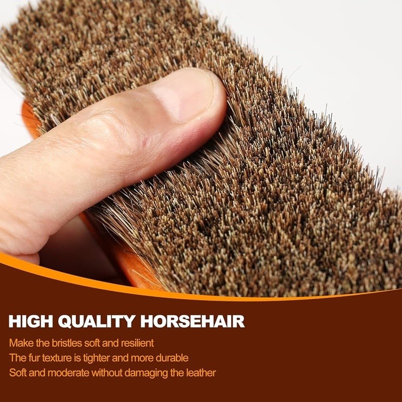 4-Piece Professional Horsehair Shoe Polish Brush Set Leather Care Cleaning New