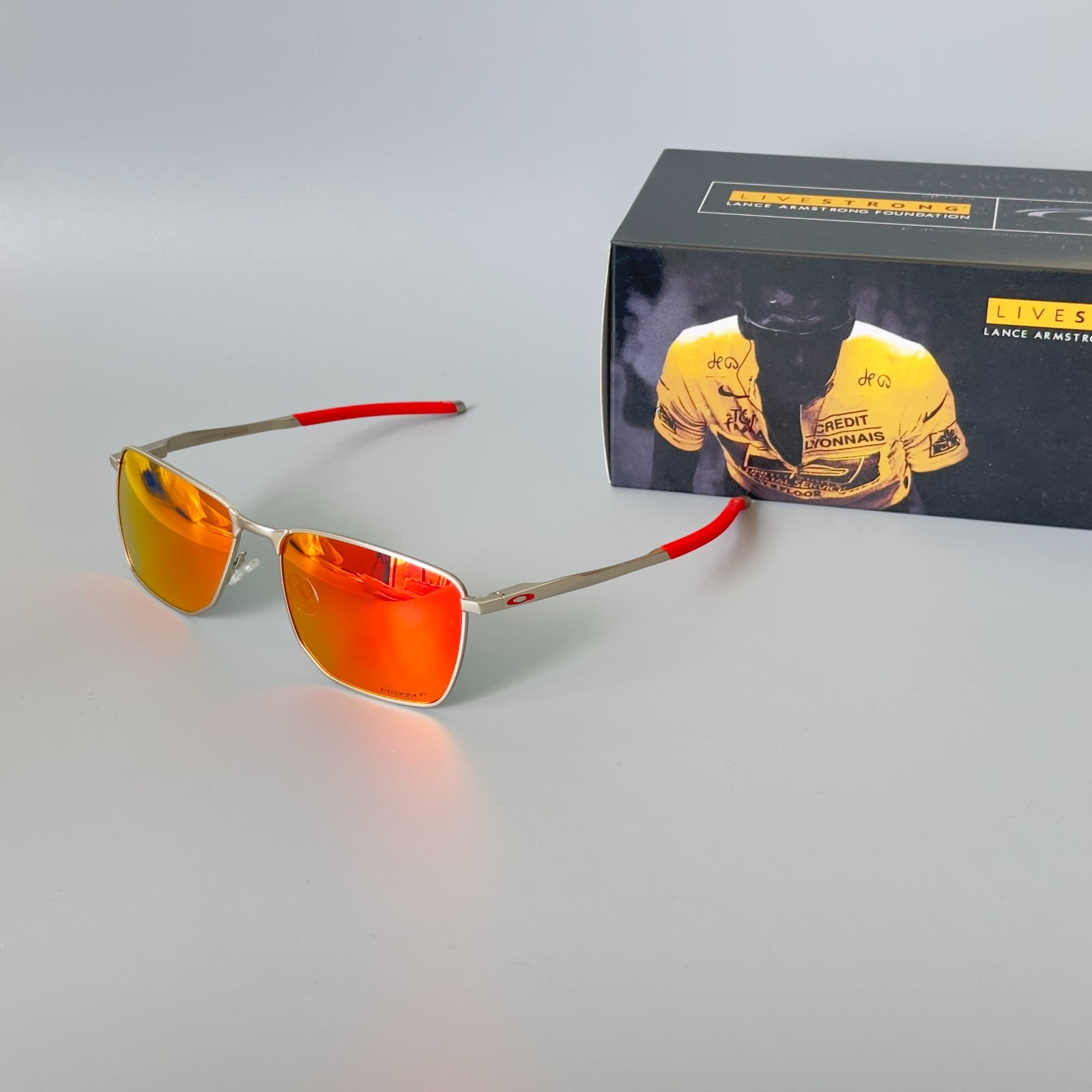 Oakley Ejector OO4142 Polarized Sunglasses Silver Frame Ruby Polarized lenses