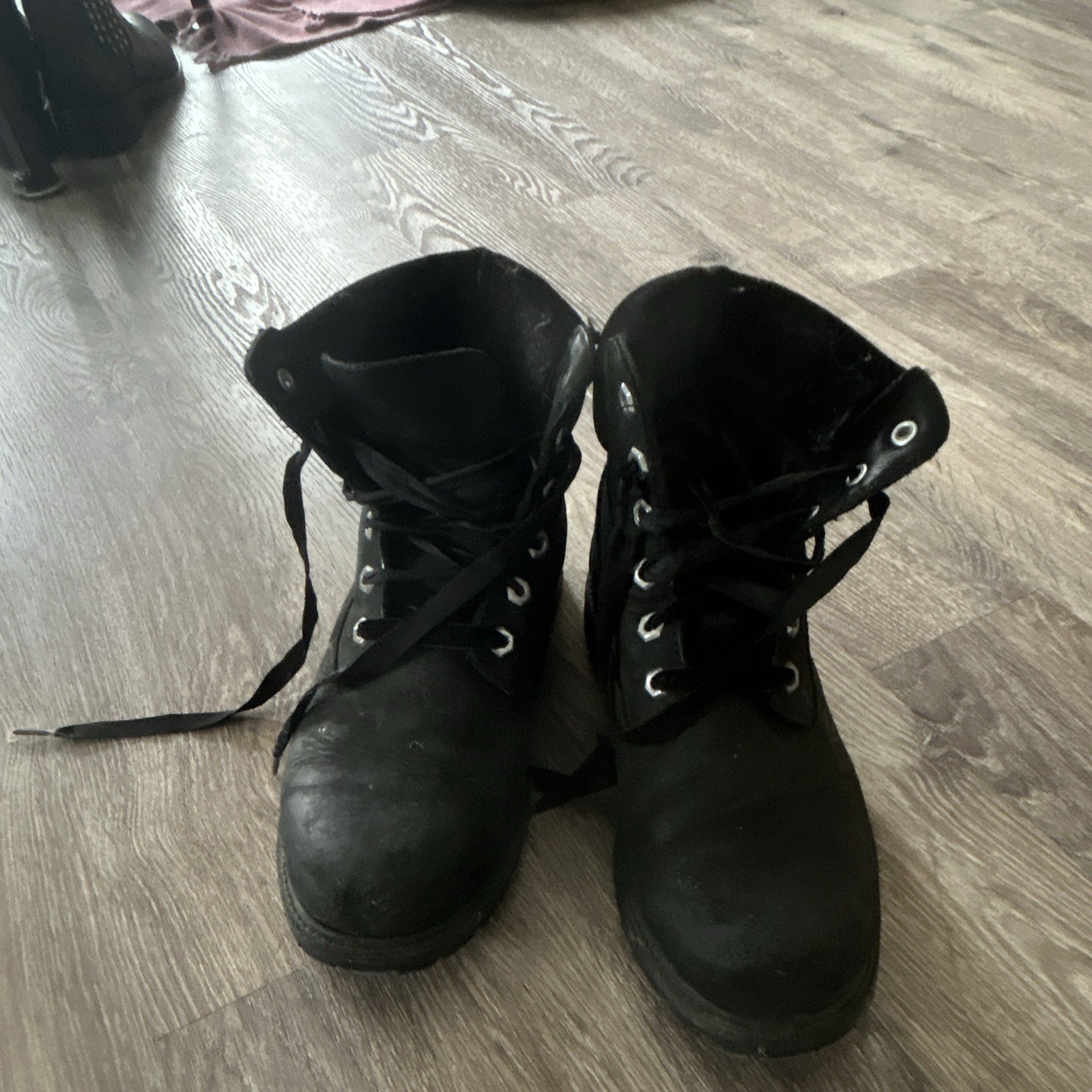 Timberland Men’s Black Leather Lace-Up Ankle Work Boots US 9 M Rubber Sole