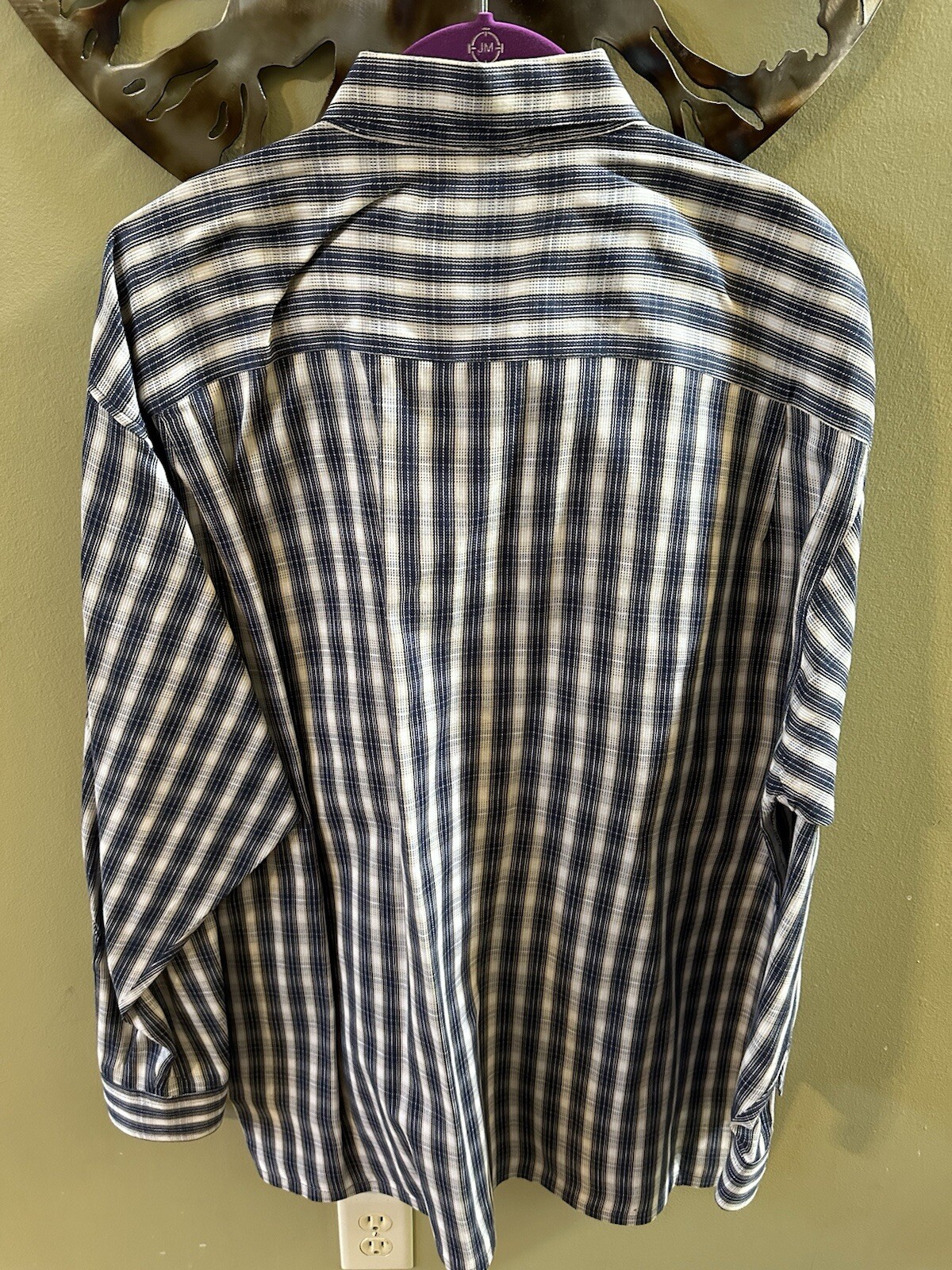 JNCO Men’s Button Up Shirt Blue Beige White Plaid XL Vintage Baggy Y2K Street