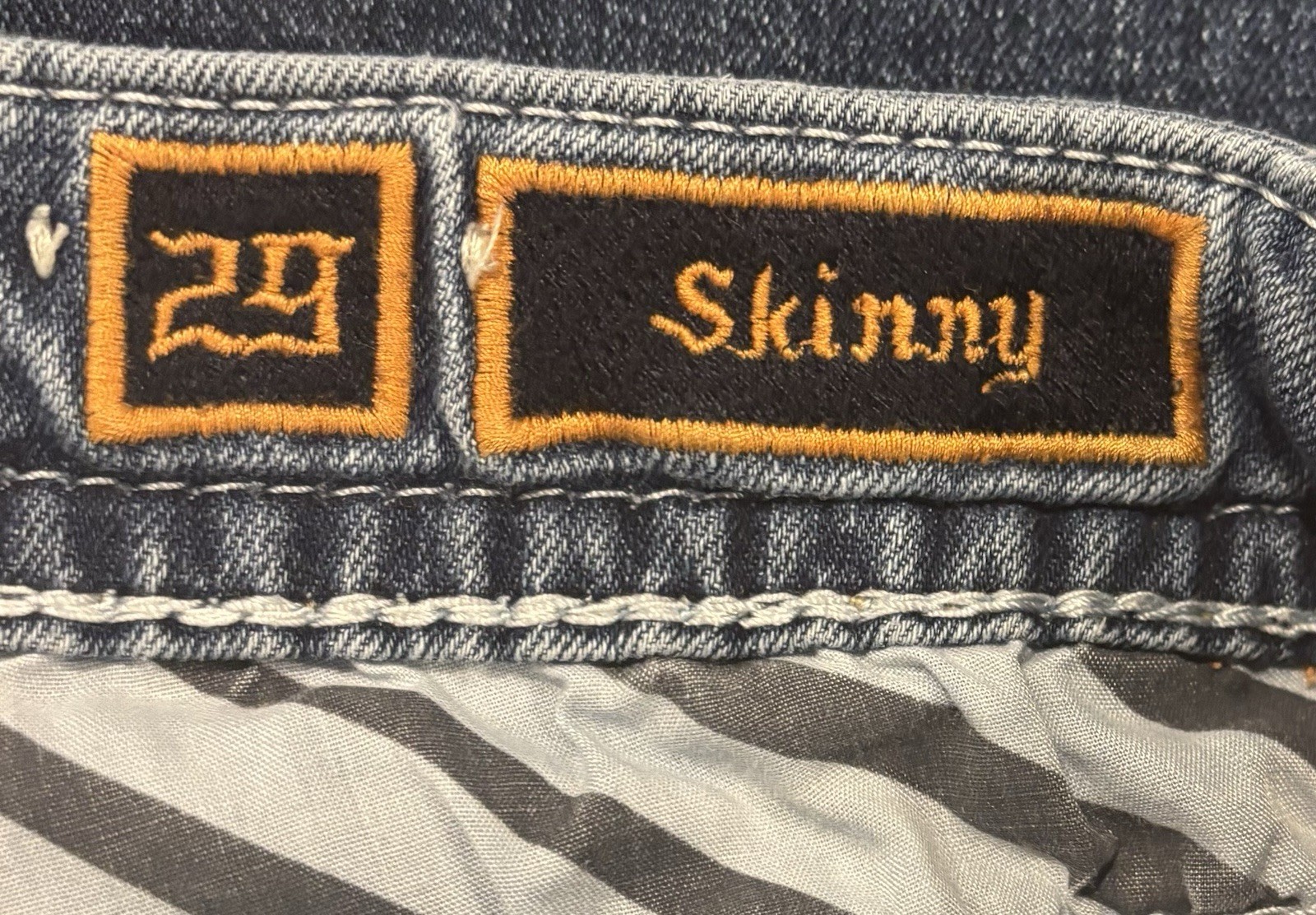 Rock Revival Jeans Vien Skinny Destroyed Low Rise Womens Size 29 Thick Stitch