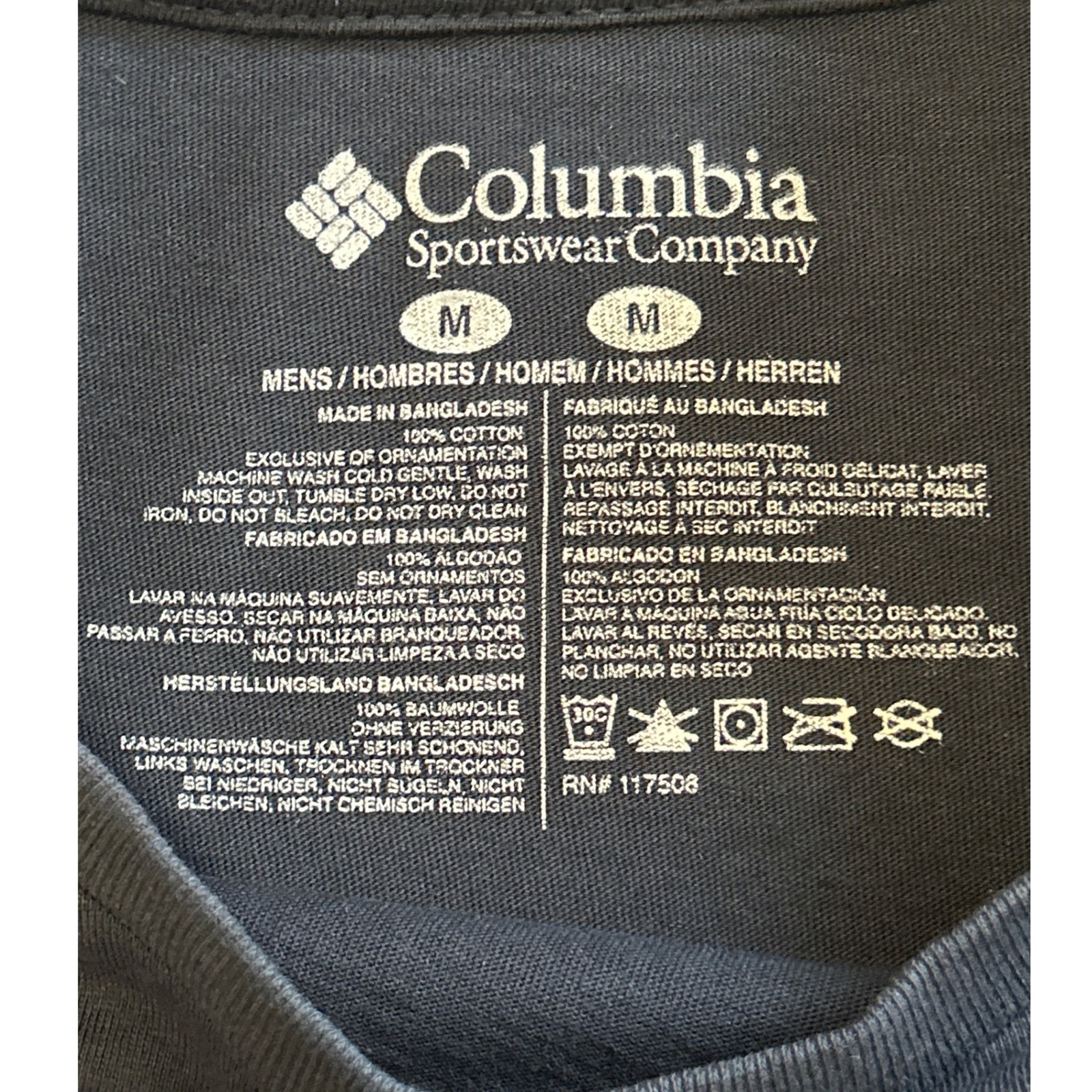 Columbia T-Shirt Long Sleeve Graphic Logo Mens Size M Charcoal Grey Orange New