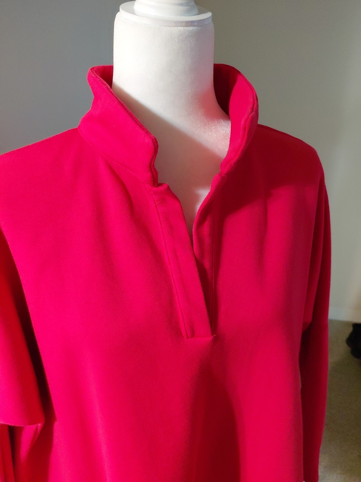 Pomander Tunic Size L Red Stand Collar Good Condition Returns Accepted