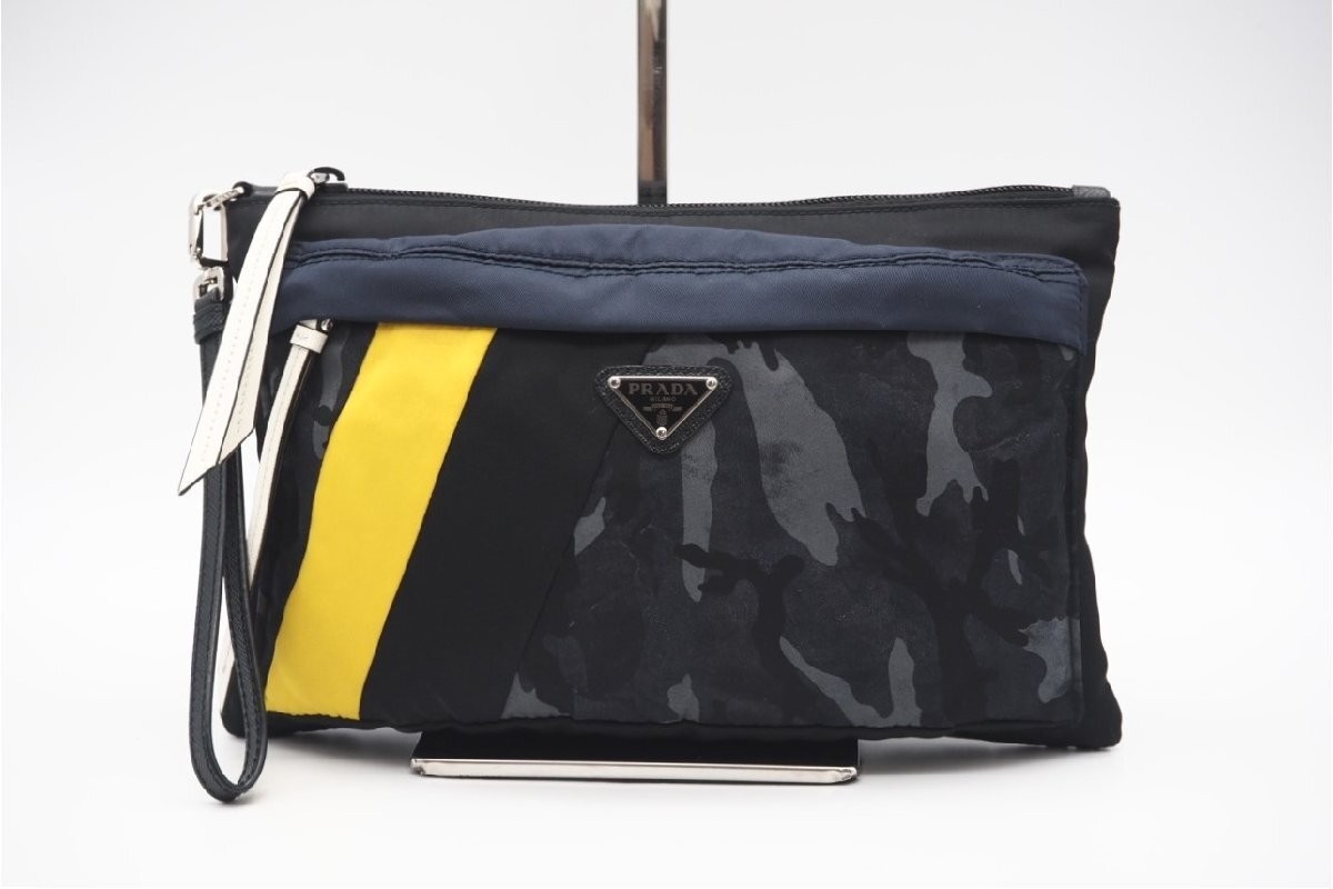 Returns accepted within 3 days PRADA Tesuto Saffiano City Camouflage Clutch Pouc