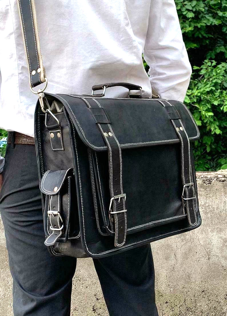 Leather Laptop Messenger Men Women Backpack Crossbody Handbag Satchel Briefcase