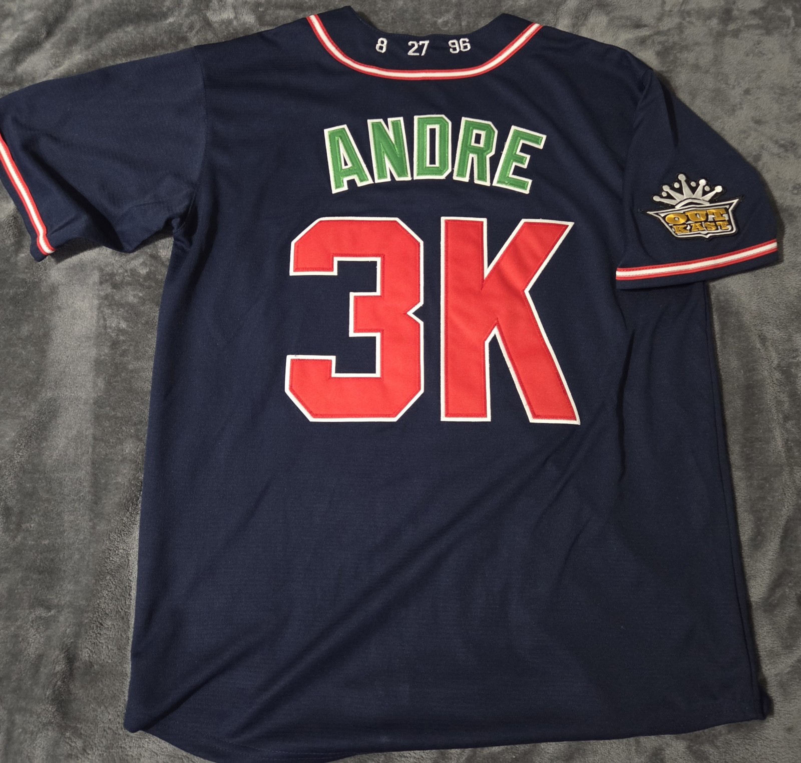 Navy Blue Mens XL Outkast Atlanta Braves Stitched Jersey Andre 3K ATLiens