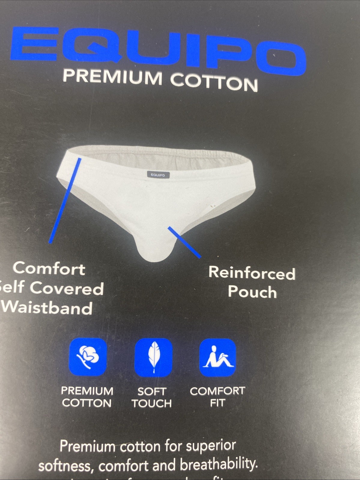 EQUIPO 5PK Bikini Briefs Large White Premium Cotton Comfort Fit Underwear 36-38