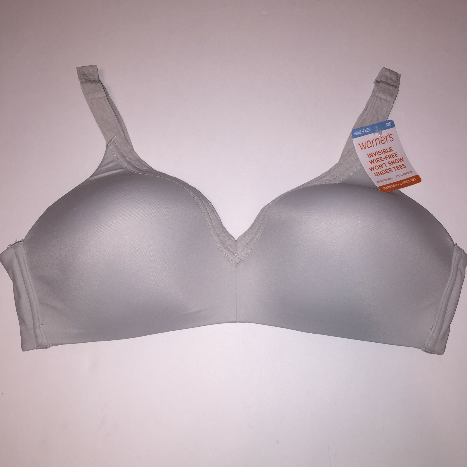 Warner’s Wire Free T-Shirt Bras Set of TWO Invisible Seamless Lined Cups NEW $60