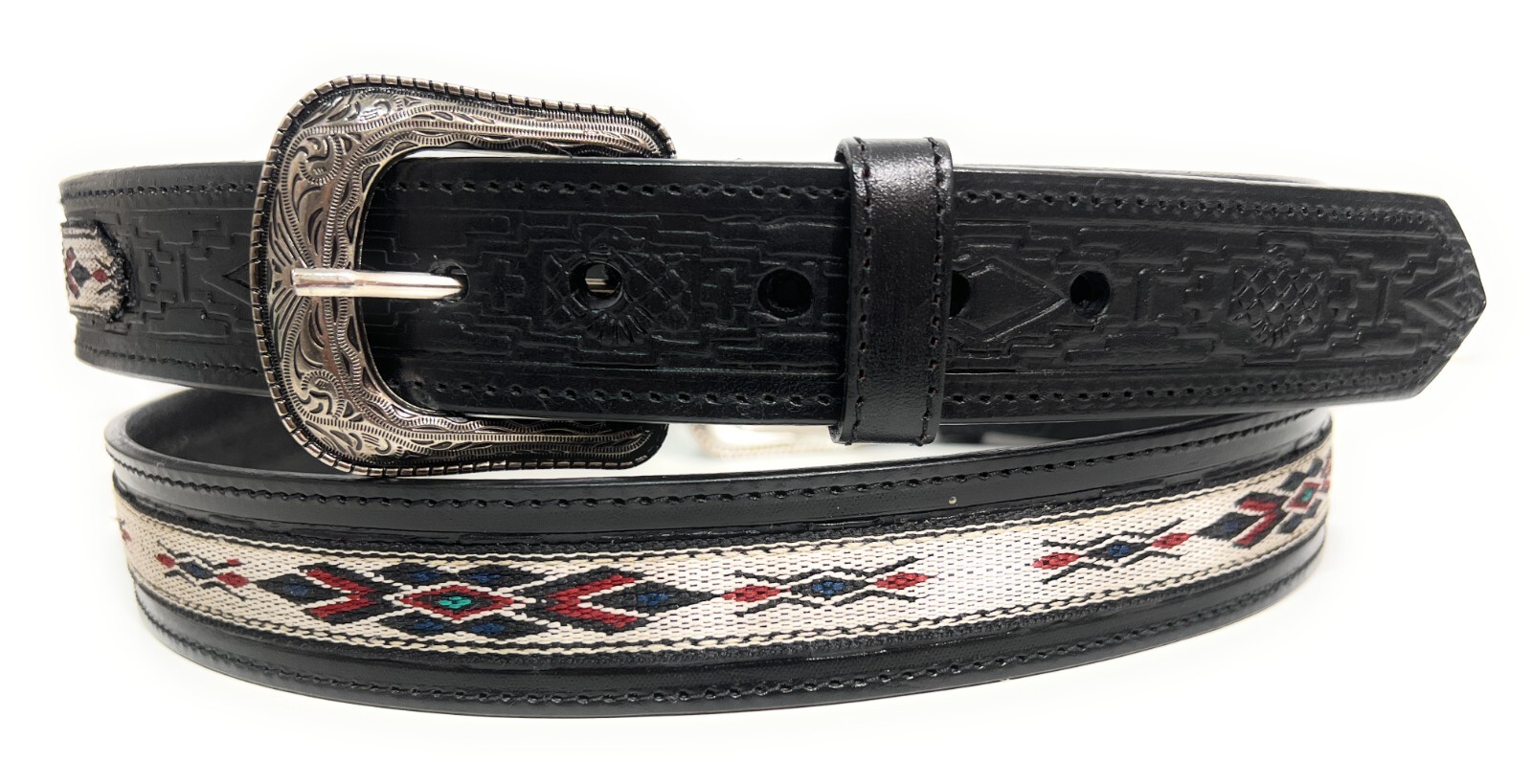 MEN’S WESTERN LEATHER BELT. SADDLE HORSE SOUTHWESTERN STYLE COWBOY RODEO BELT