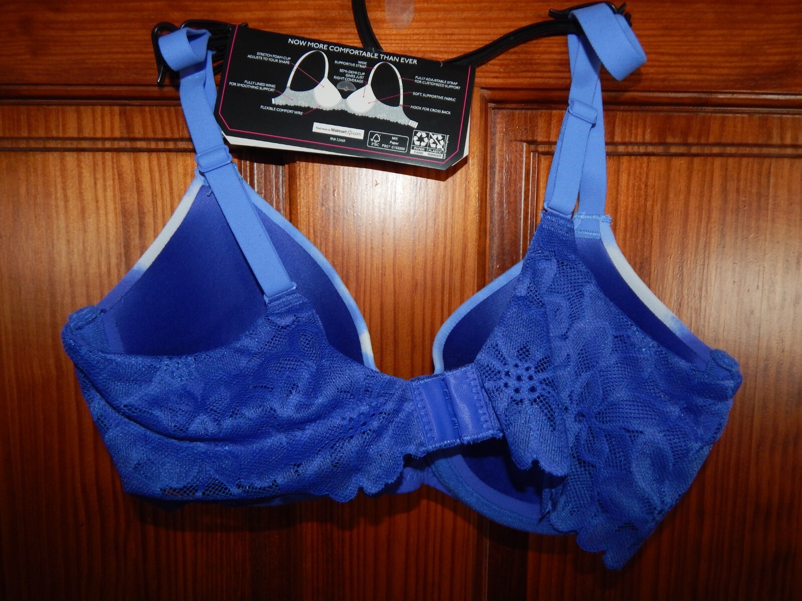 NOBO BLUE T-SHIRT BRA, STRETCH CUP, FLEXABLE COMFORT WIRE, SIZE 32 D, NWT