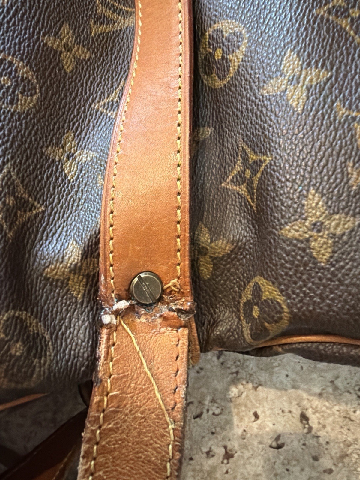Louis Vuitton Brown Monogram Saumor Shoulder Bag, Buckle Closure, Gold Hardware