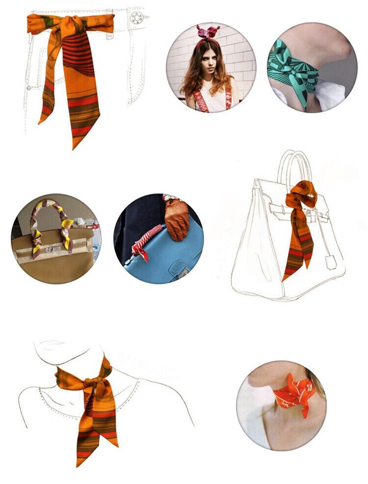 Scarf Ribbon Bag Handle Wrap Silk-Like Twill Satin Neck Hair Accessories