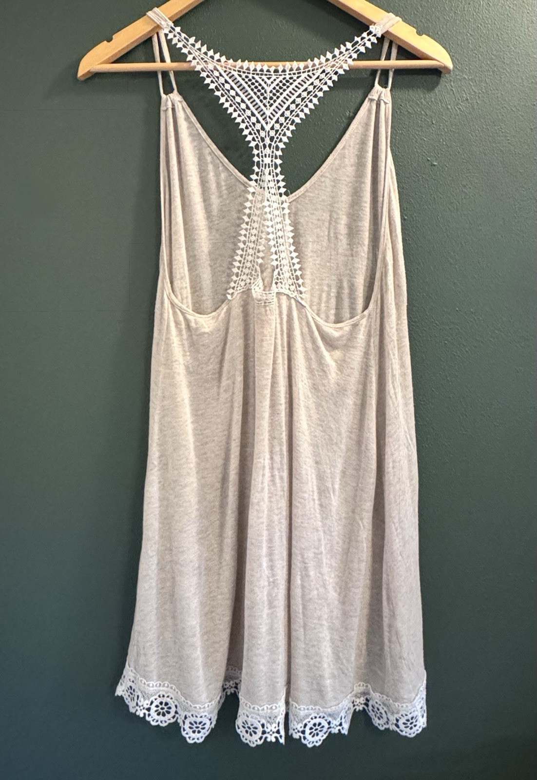 Oh!Zuza XL Soft Heathered Oatmeal Lace Trim Nightgown Chemise Sleep Dress